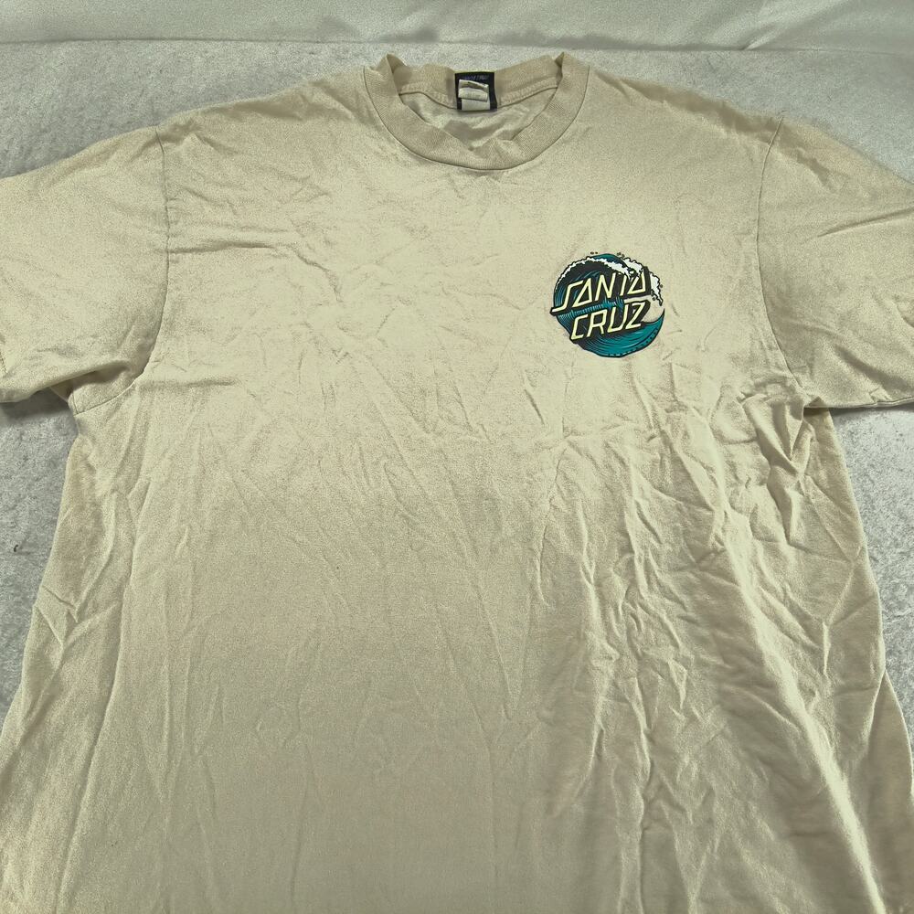 Santa Cruz Crew Neck Short Sleeve Graphic Shirt Mens Size Extra Large XL Tan